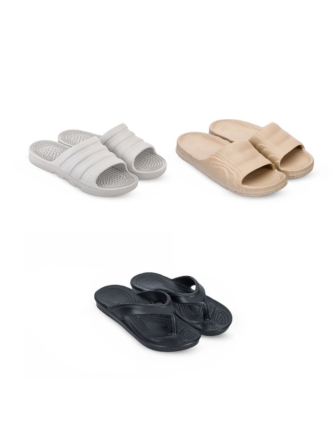 Feel alive Men Set Of 3 Self Design EVA Casual Thong Flip Flops - view 1