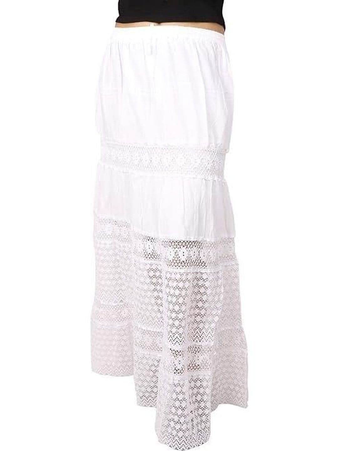 UKAL Women Lace Work Cotton Long Skirt - view 1