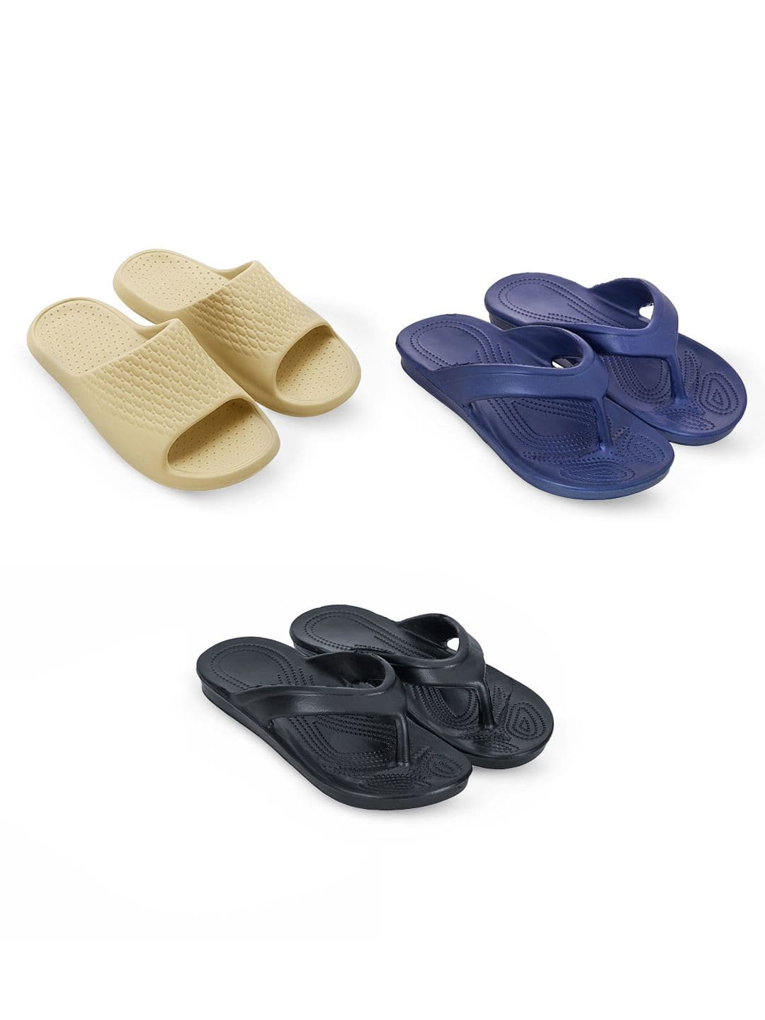 Feel alive Men Set Of 3 Self Design EVA Casual Thong Flip Flops - view 1