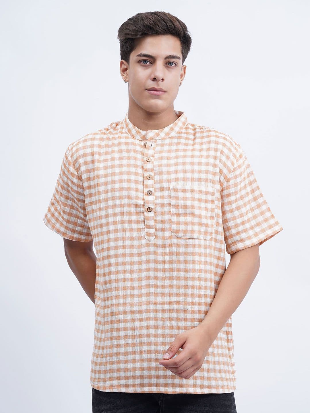 Cot'N Soft Men Checked Daily Cotton Straight Kurta - view 1