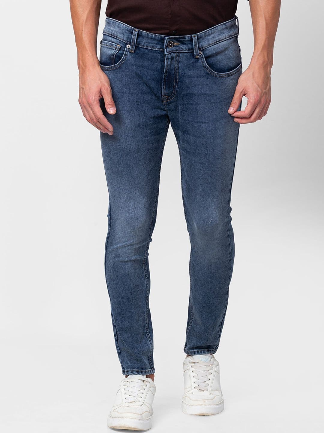 SPYKAR Men Blue Tapered Fit Heavy Fade Stretchable Cotton Jeans - view 1