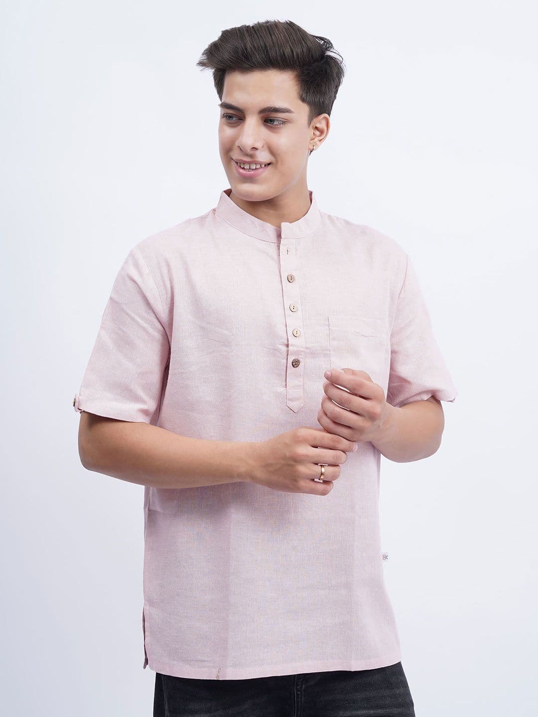 Cot'N Soft Men Mandarin Collar Short Sleeve Cotton Straight Kurta - view 1