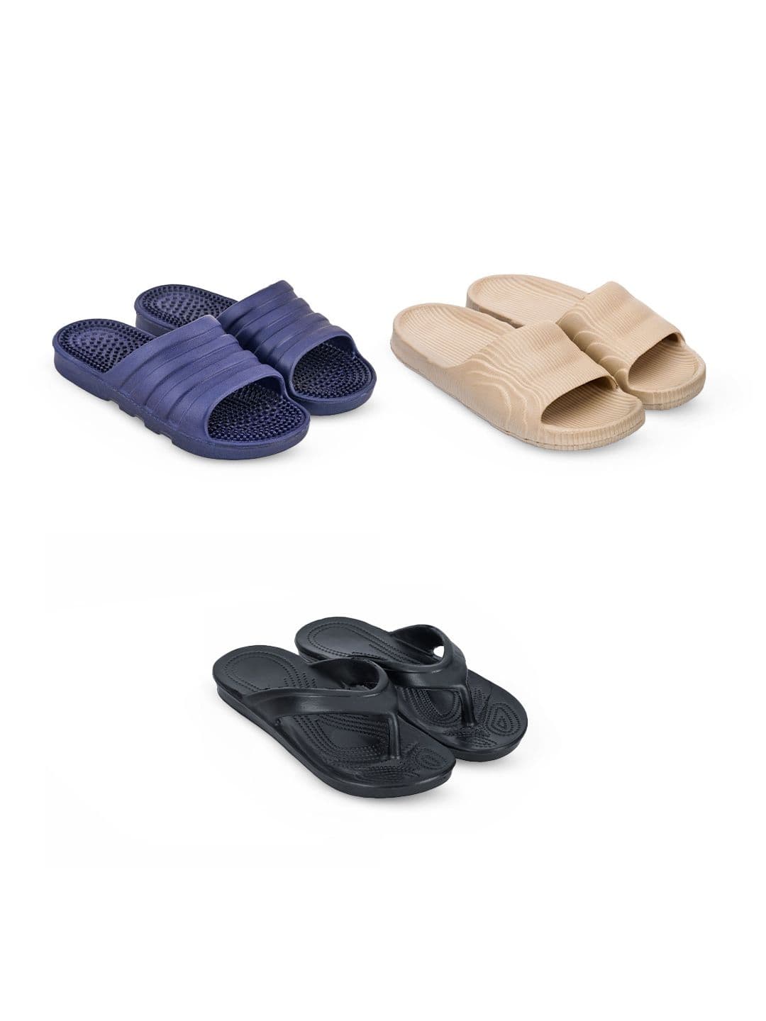 Feel alive Men Set Of 3 Self Design EVA Casual Thong Flip Flops - view 1