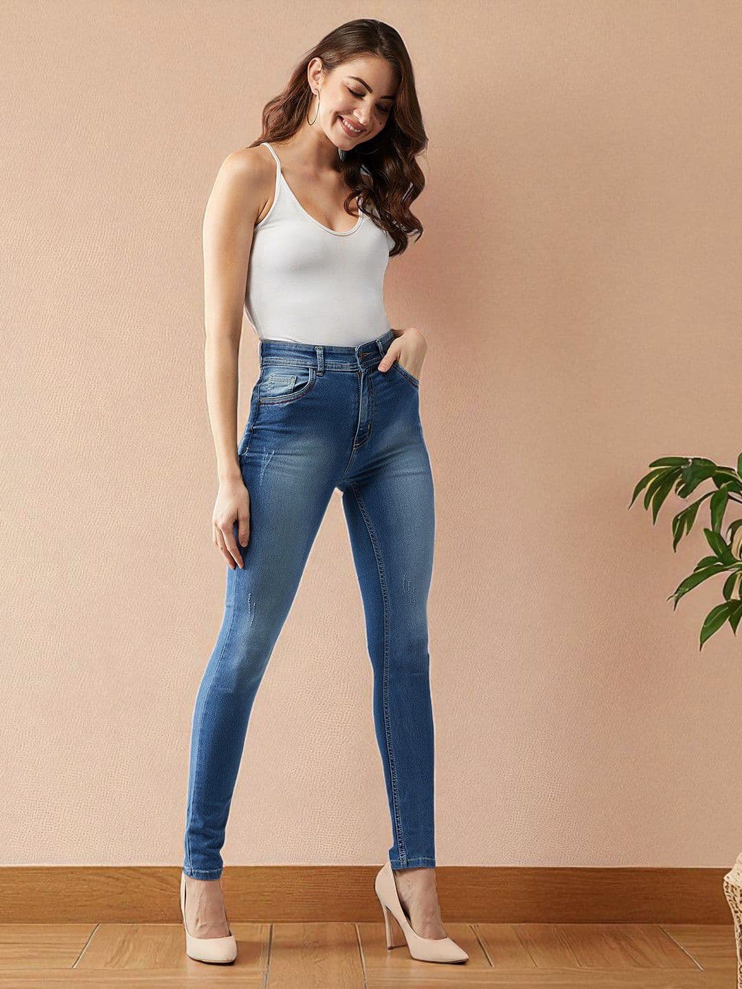Mast & Harbour Women Skinny Fit High-Rise Cotton Light Fade Stretchable Jeans - view 1