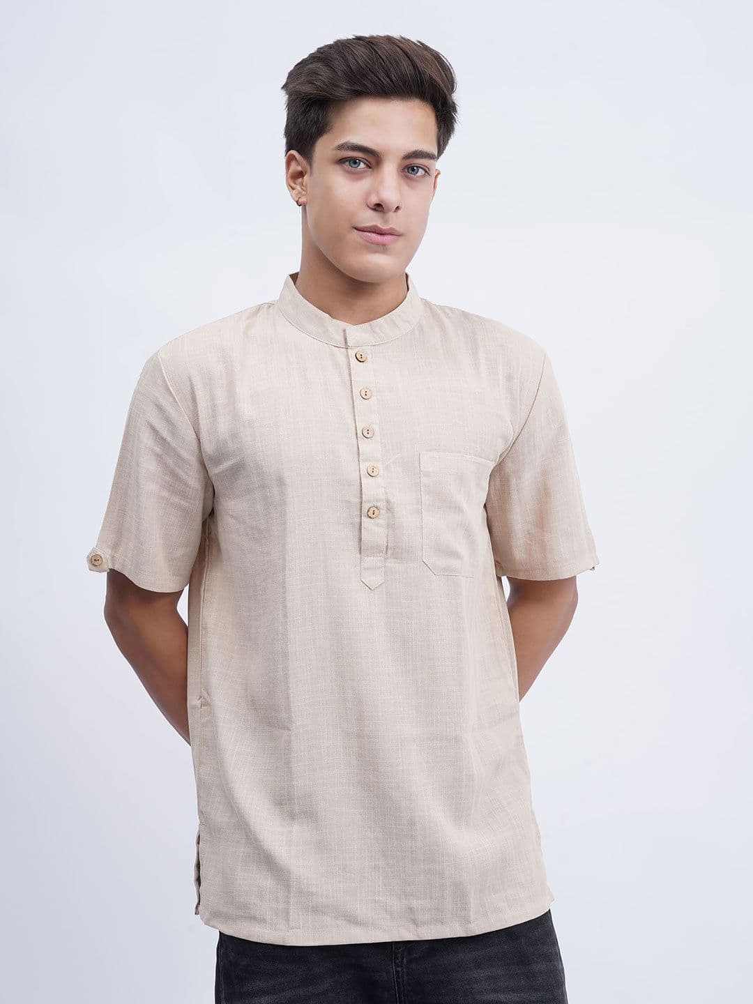 Cot'N Soft Men Mandarin Collar Dobby Cotton Kurta - view 1