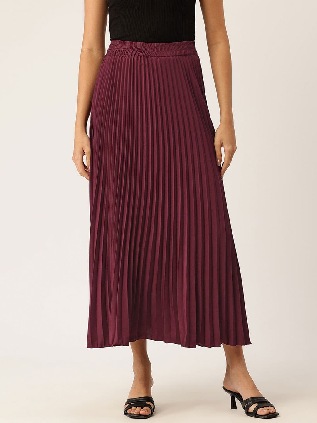 WISSTLER Accordion Pleats Mid-Rise Maxi Flared Skirt - view 1
