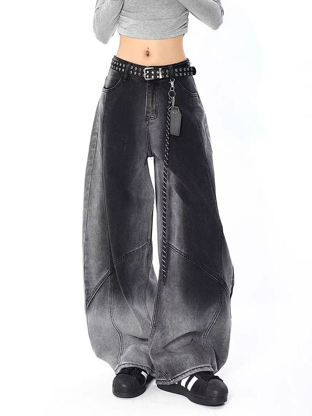 StyleCast x Revolte Women Wide Leg Mid-Rise Heavy Fade Jeans - view 1