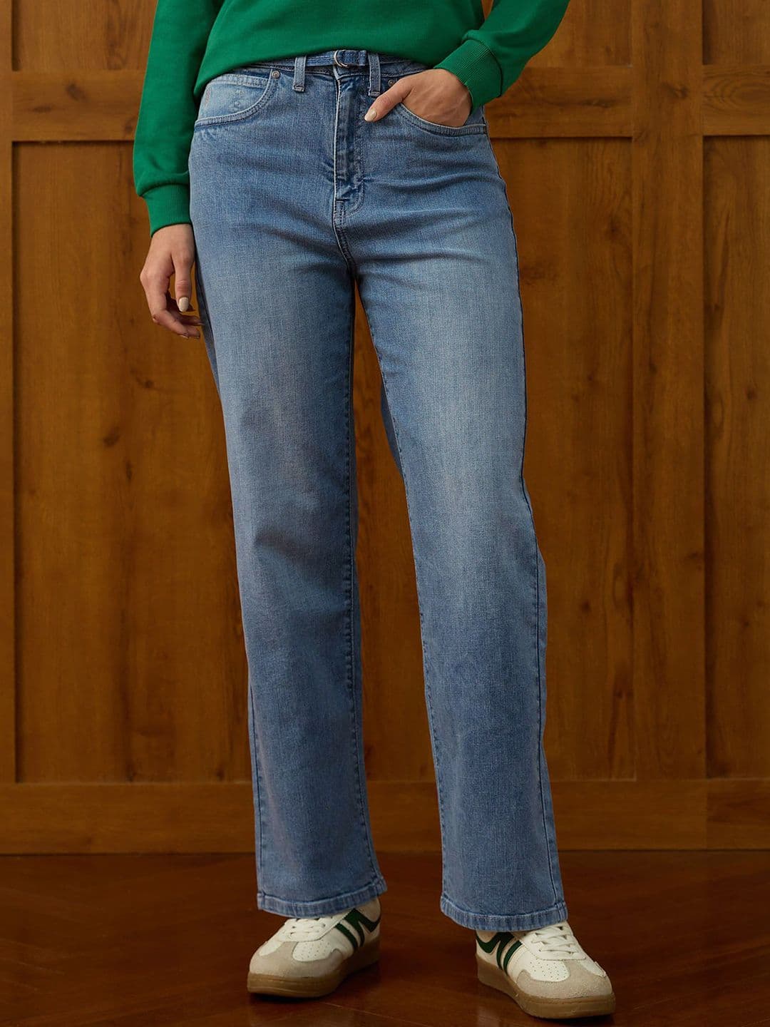 U.S. Polo Assn. Women Women Straight Fit High-Rise Light Fade Stretchable Jeans - view 1