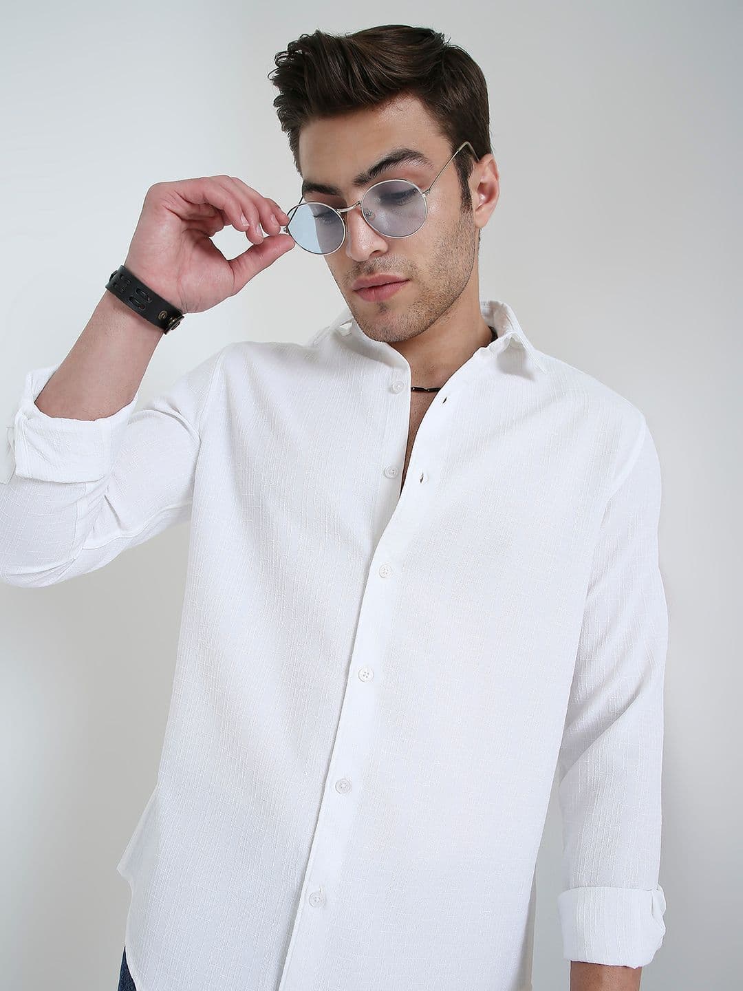 VASTRADO Men Classic Fit Textured Spread Collar Casual Shirt - view 1