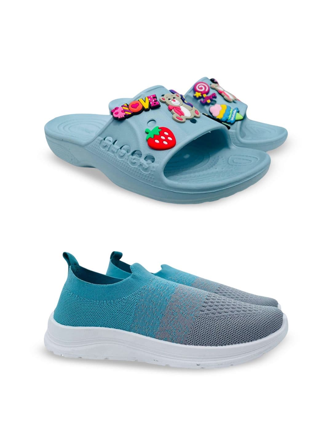 FABBMATE Women Pack Of 2 Colourblocked Round Toe Slip On Air Walking Shoes - view 1