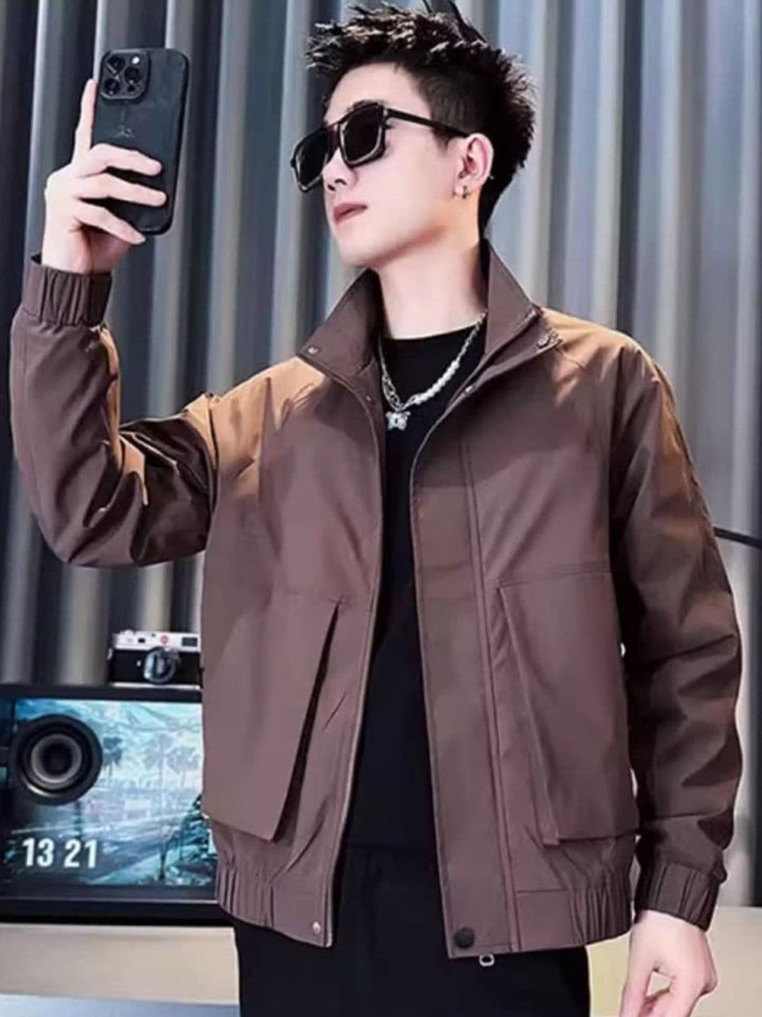 StyleCast x Revolte Men Stand Collar Insulator Biker Jacket - view 1