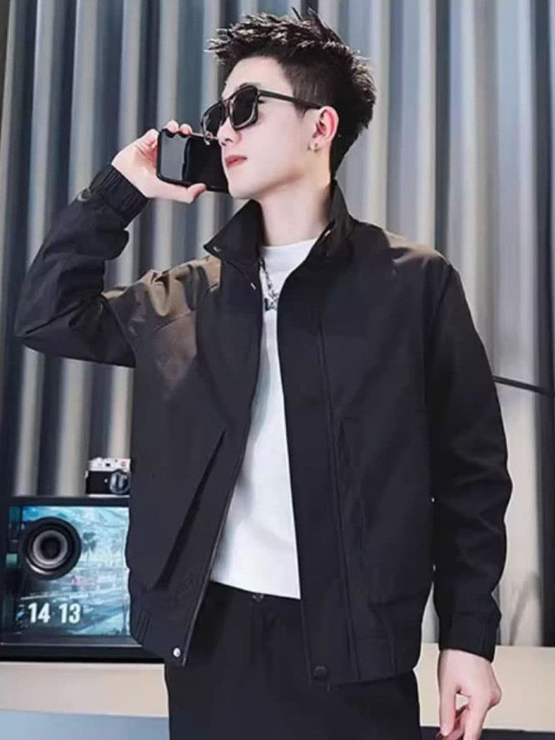 StyleCast x Revolte Men Stand Collar Insulator Biker Jacket - view 1