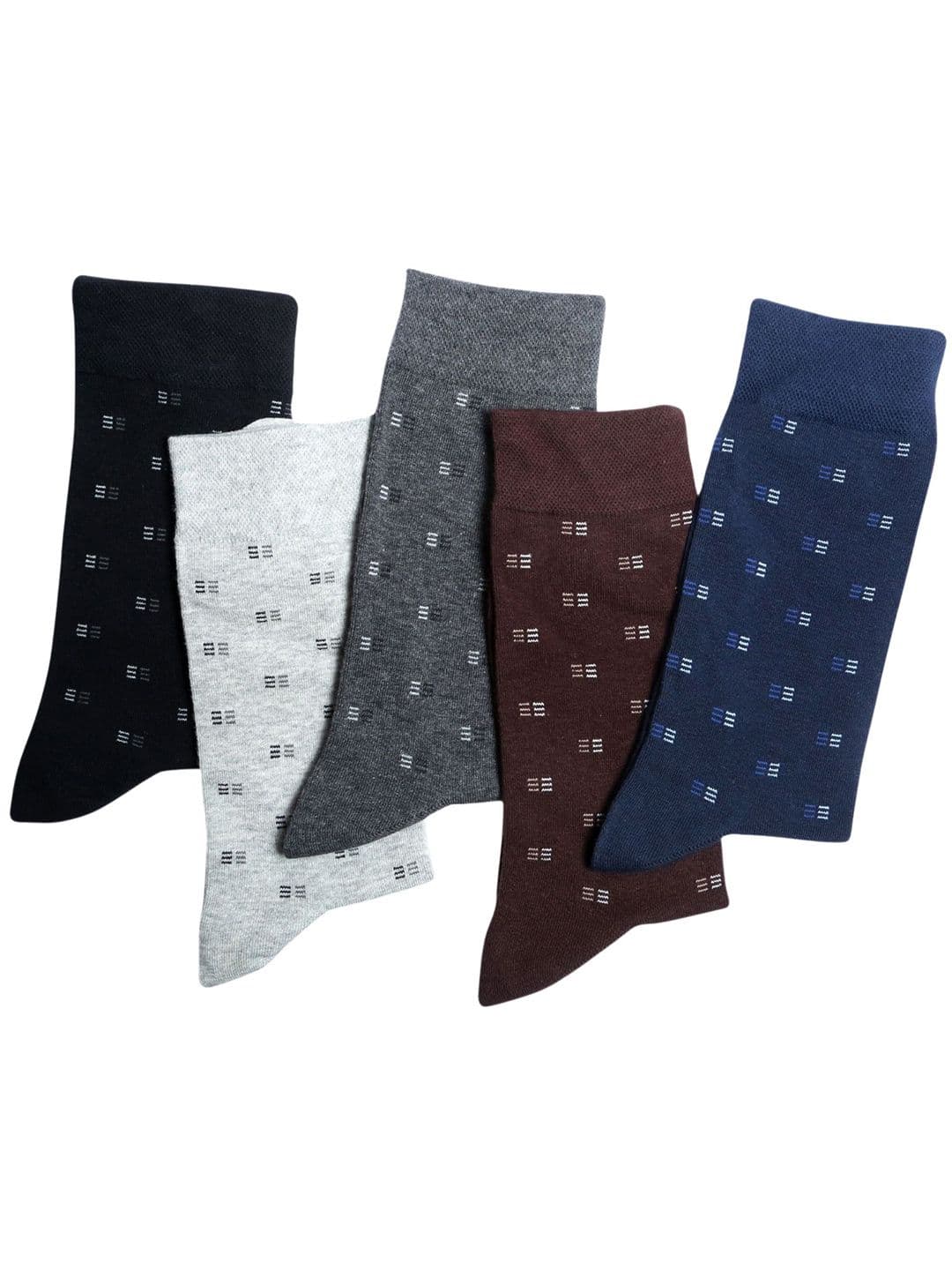 N2S NEXT2SKIN Men Pack Of 5 Assorted Cotton Seamless Crew-Length Stretchable Socks - view 1