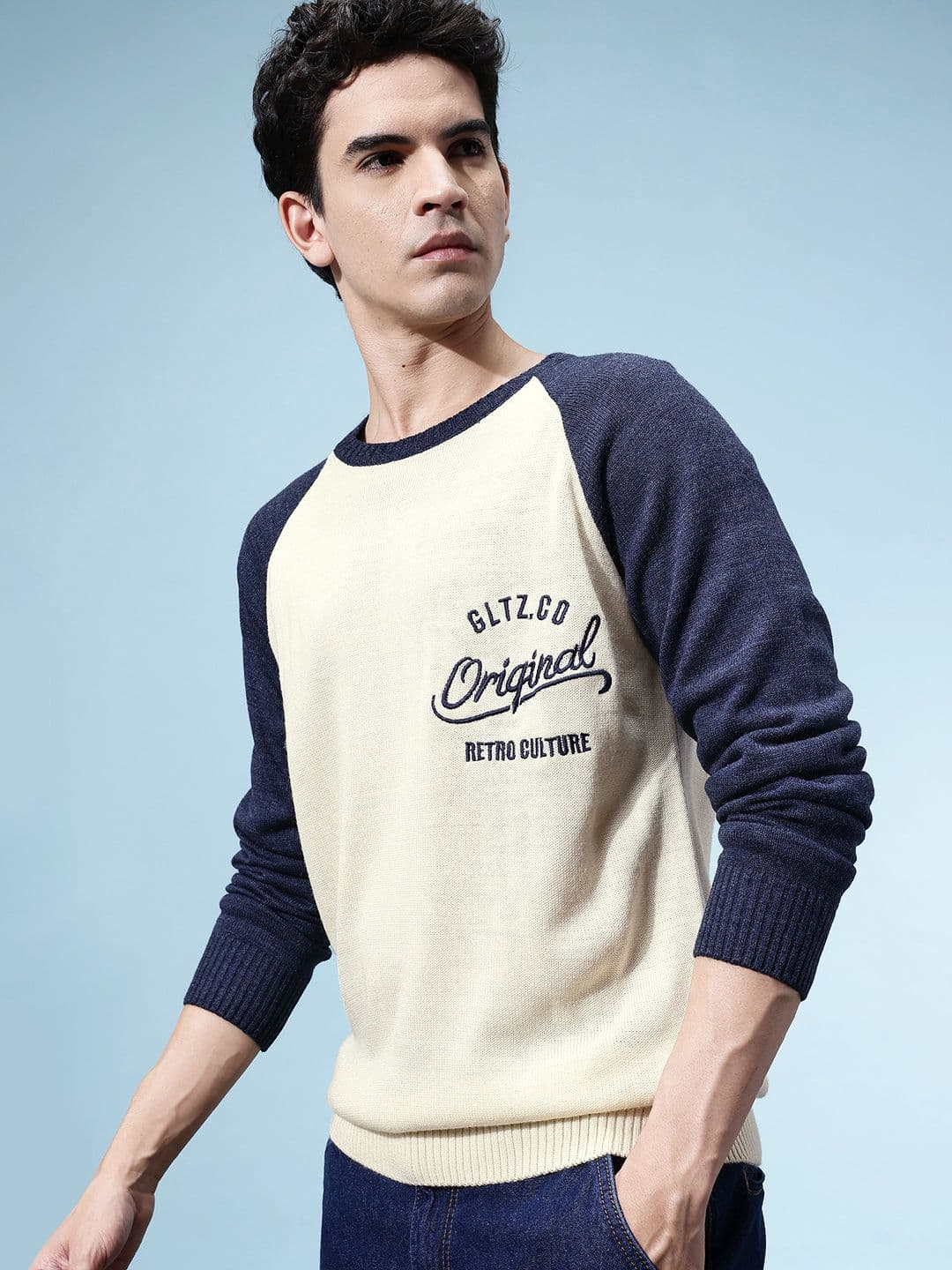 glitchez Men Embroidered Detail Acrylic Relaxed Pullover - view 1