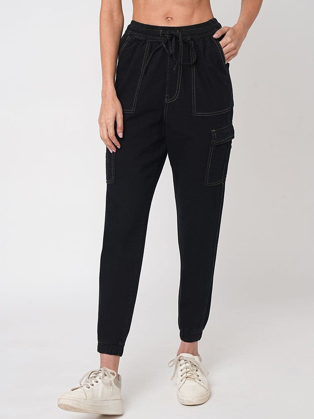 Kraus Jeans Women Jogger Fit Cuffed Hem Mid-Rise Cargo Style Jeans - view 1