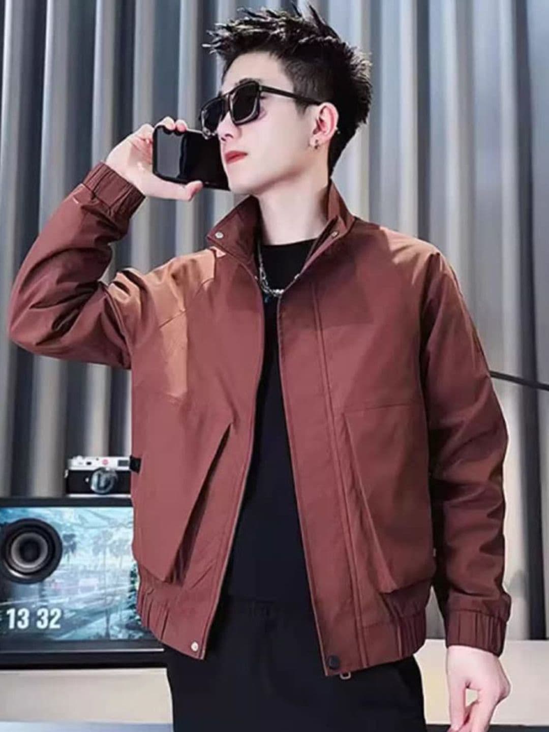 StyleCast x Revolte Men Stand Collar Insulator Biker Jacket - view 1