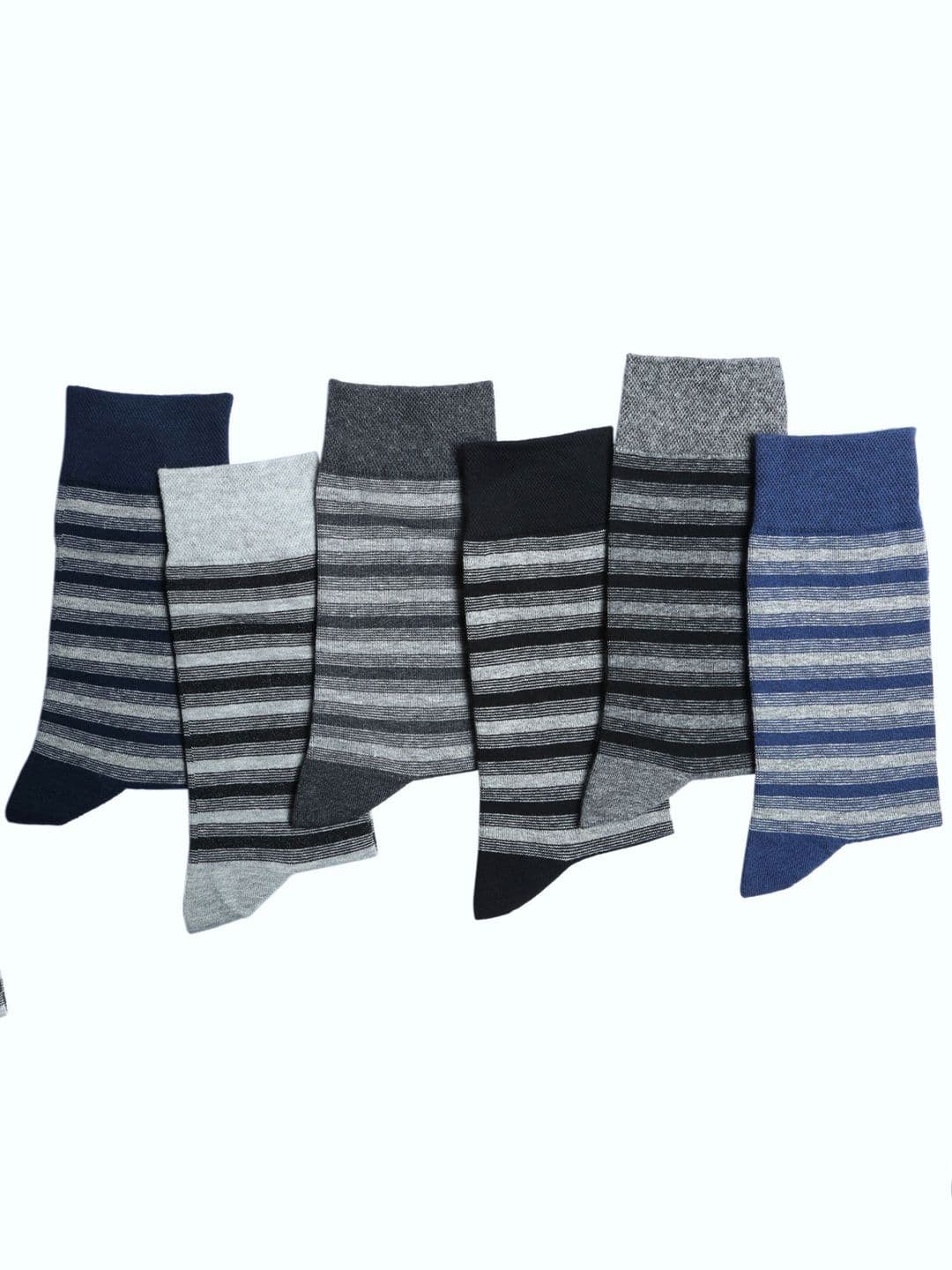 N2S NEXT2SKIN Men Pack Of 6 Striped Cotton Calf Length Socks - view 1
