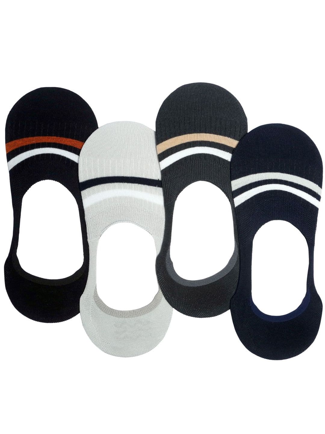 N2S NEXT2SKIN Men Cotton Pack Of 4 Assorted Loafer No-Show Socks with Stripes Pattern - view 1