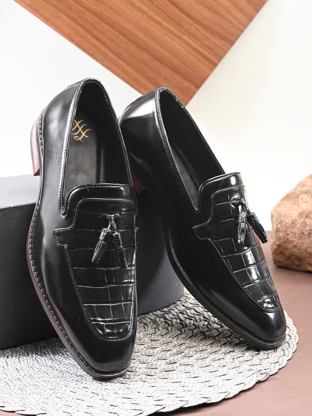 House of Pataudi Men Textured Slip-On Formal Loafers - view 1