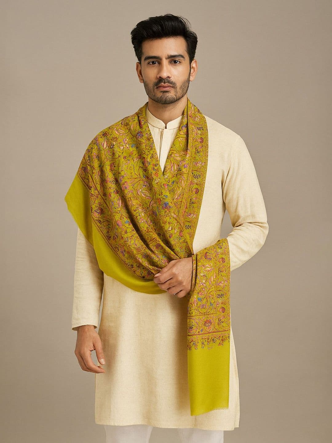 MUFFLY Men Kalamkari Printed Woven Design Stole