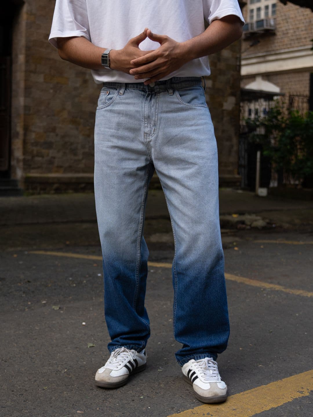 Powerlook Men Blue Ombre Baggy Relaxed Fit Jeans - view 1