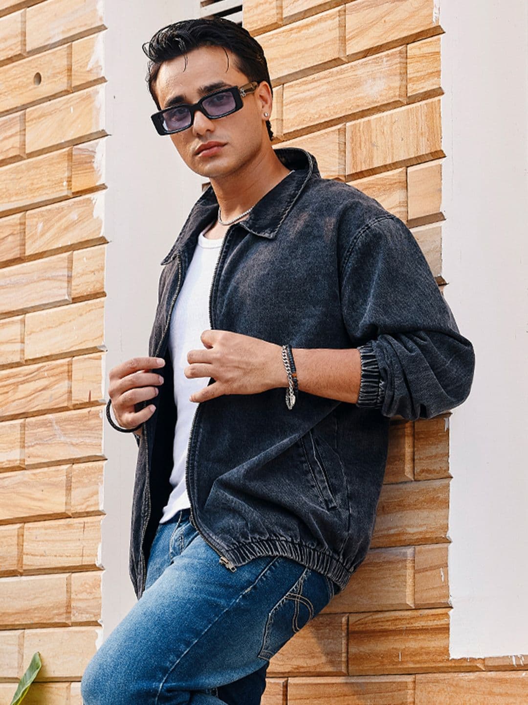Urbano Fashion Men Spread Collar Solid Denim Jacket - view 1