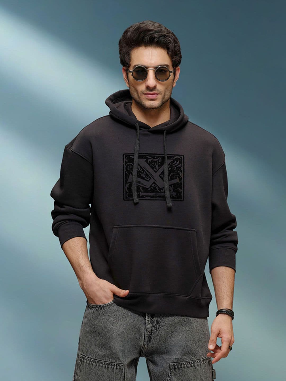WROGN Men Printed Hooded Pullover Sweatshirt - view 1