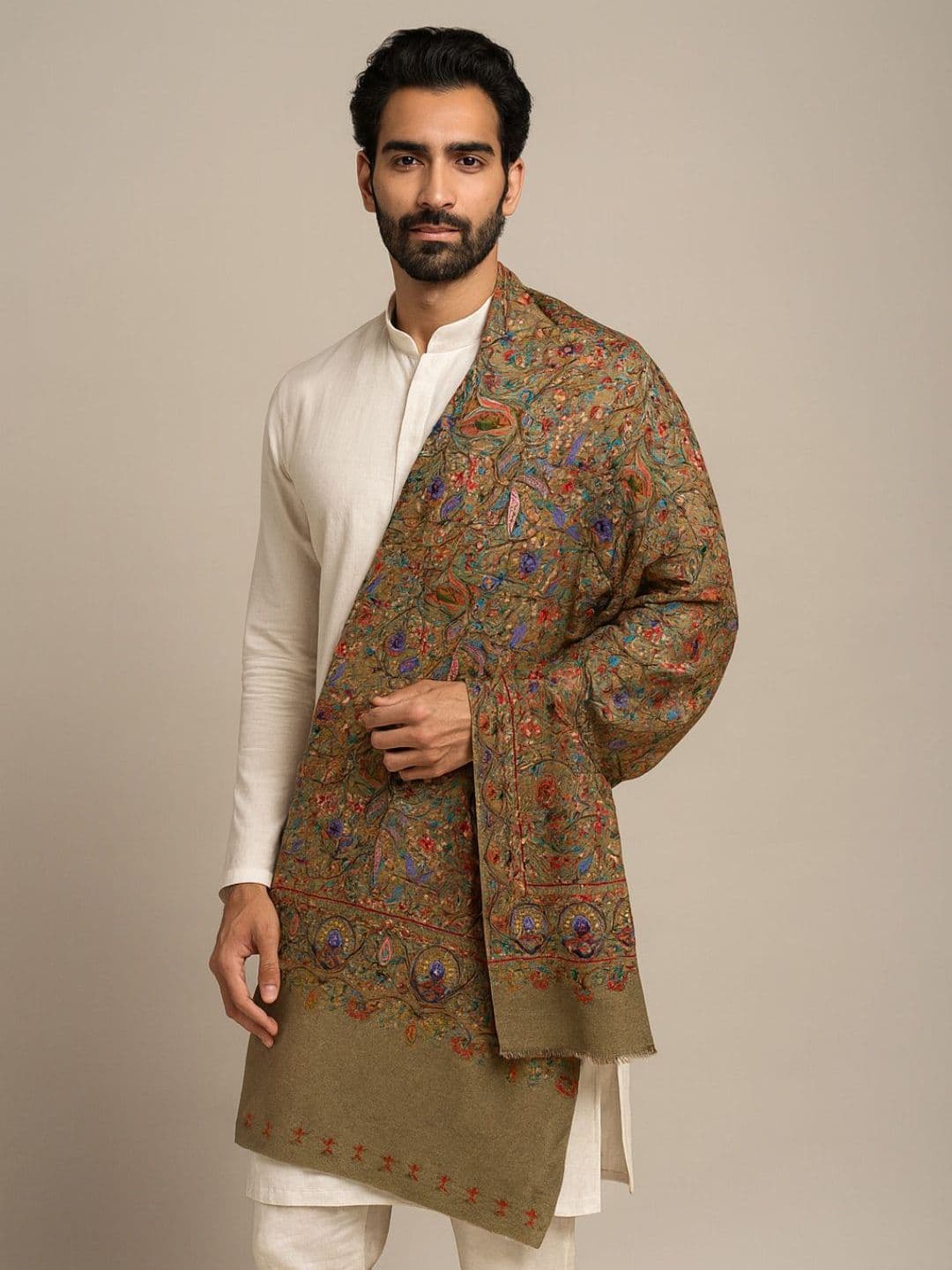 MUFFLY Men Kalamkari Print Design Bamboo Stole - view 1