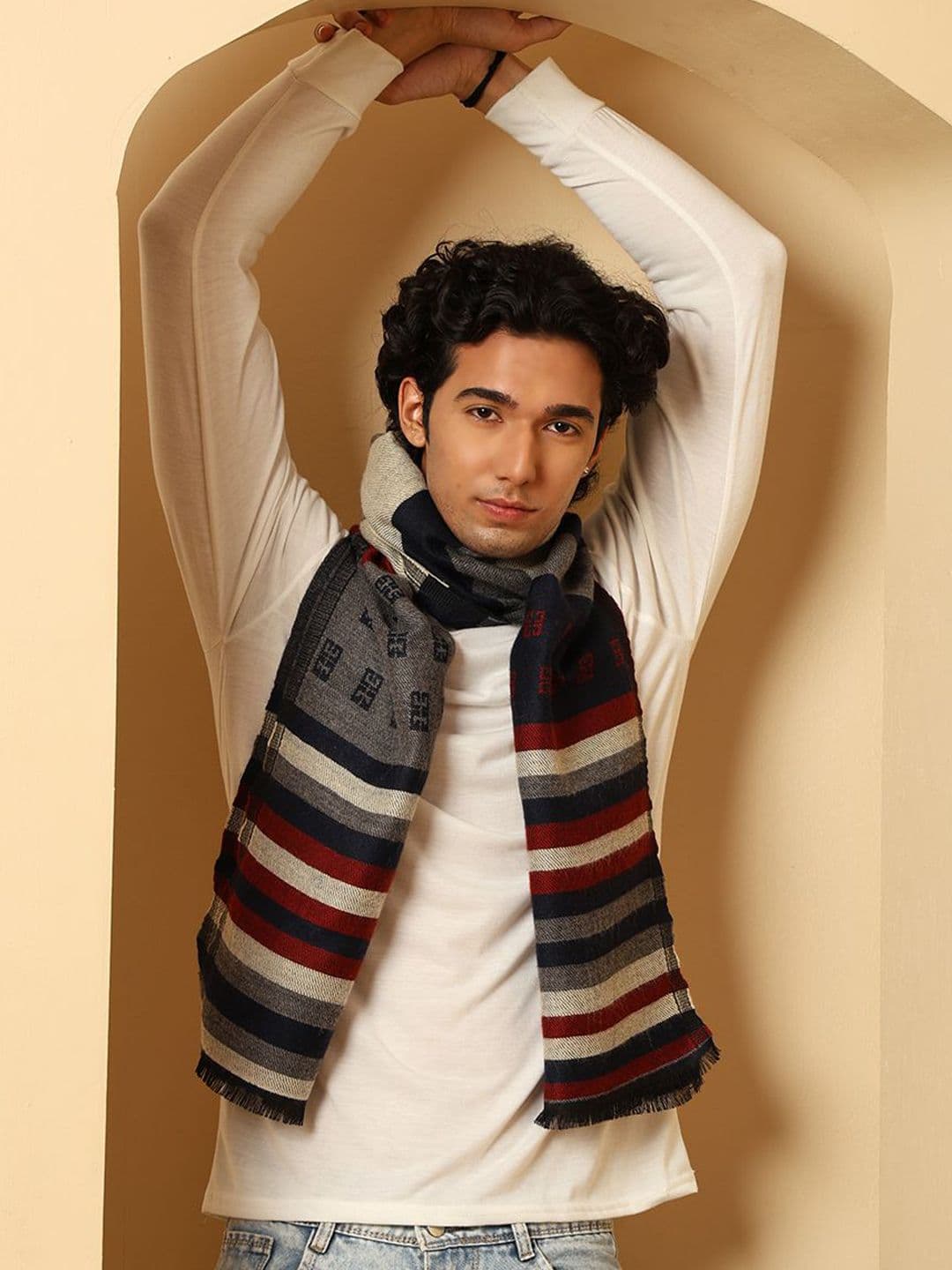 Tweedle Men Geometric Pattern Woolen Muffler - view 1