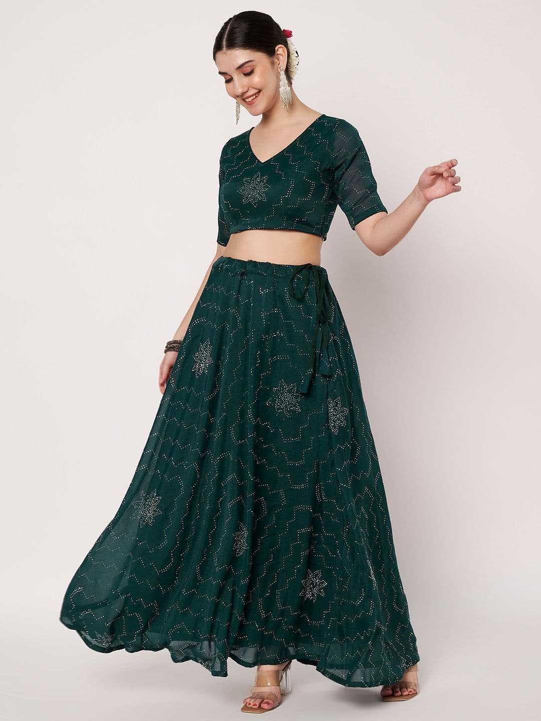 studio rasa Women Embellished Beads & Stones Ready To Wear Lehenga & Blouse With Dupatta - view 1