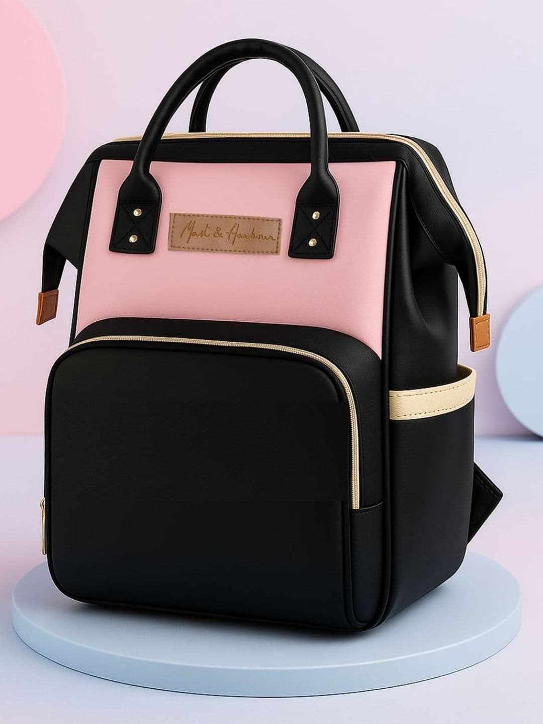 Mast & Harbour Women Colourblocked Zip Pocket Backpack - view 1