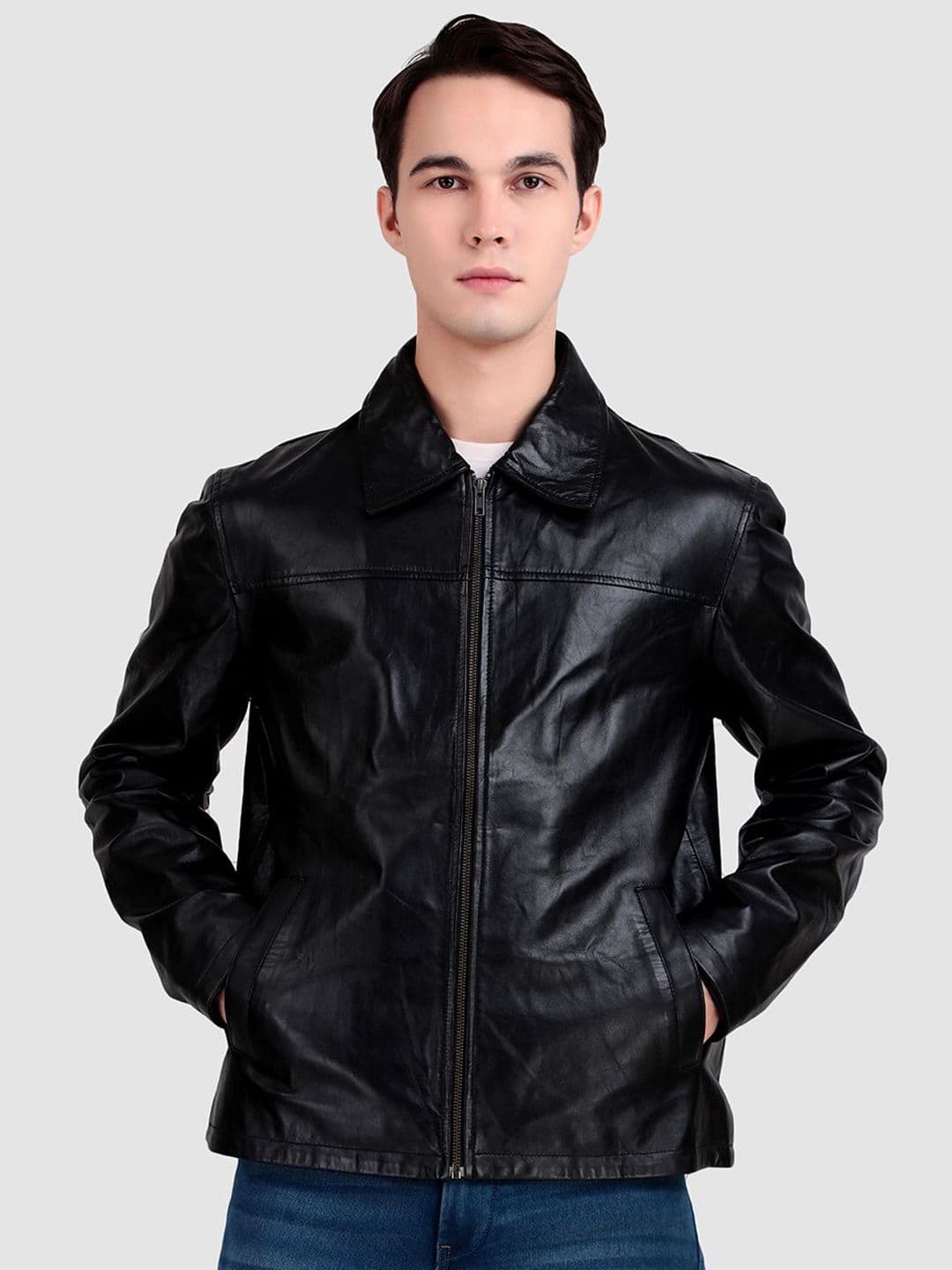 MaheTri Men Formal Black Leather Coller Jackets Men - view 1