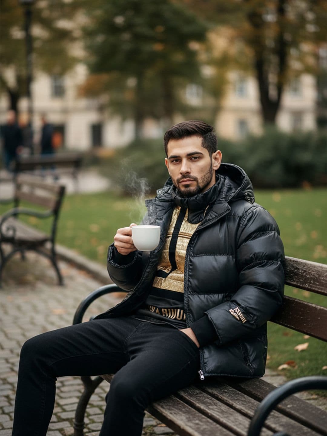 HERE&NOW Men Black Hooded Long Sleeves Insulator Polyester Puffer Jacket - view 1