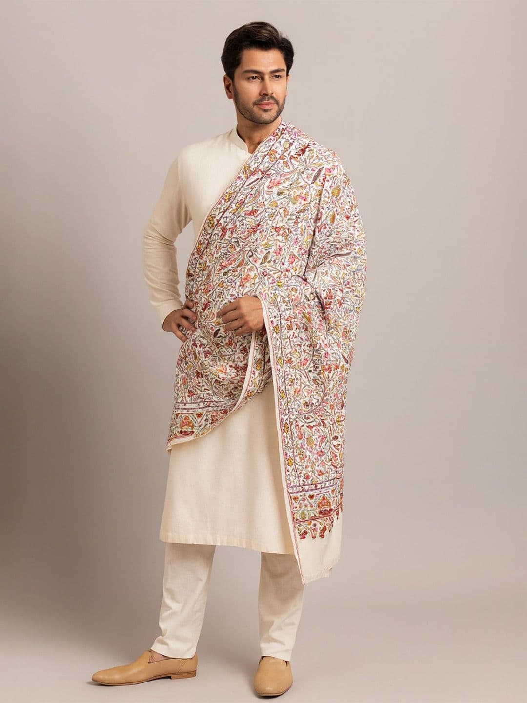 MUFFLY Men Kalamkari Woven Design Woollen Stole - view 1