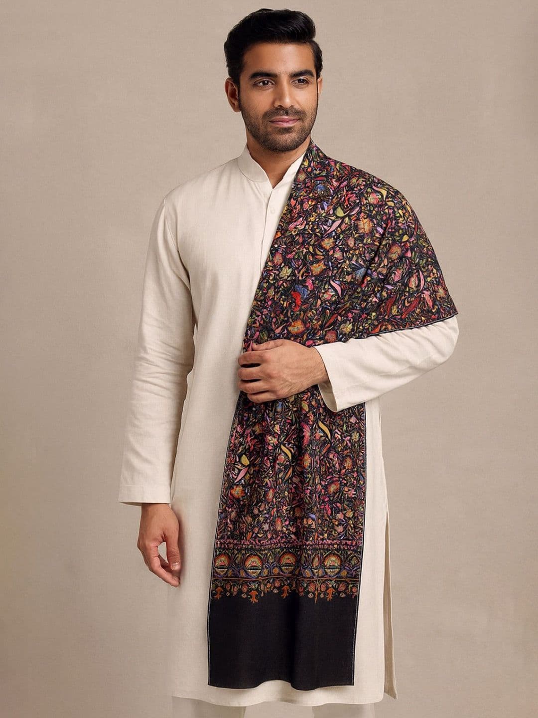 MUFFLY Men Kalamkari Printed Design Bamboo Stole - view 1