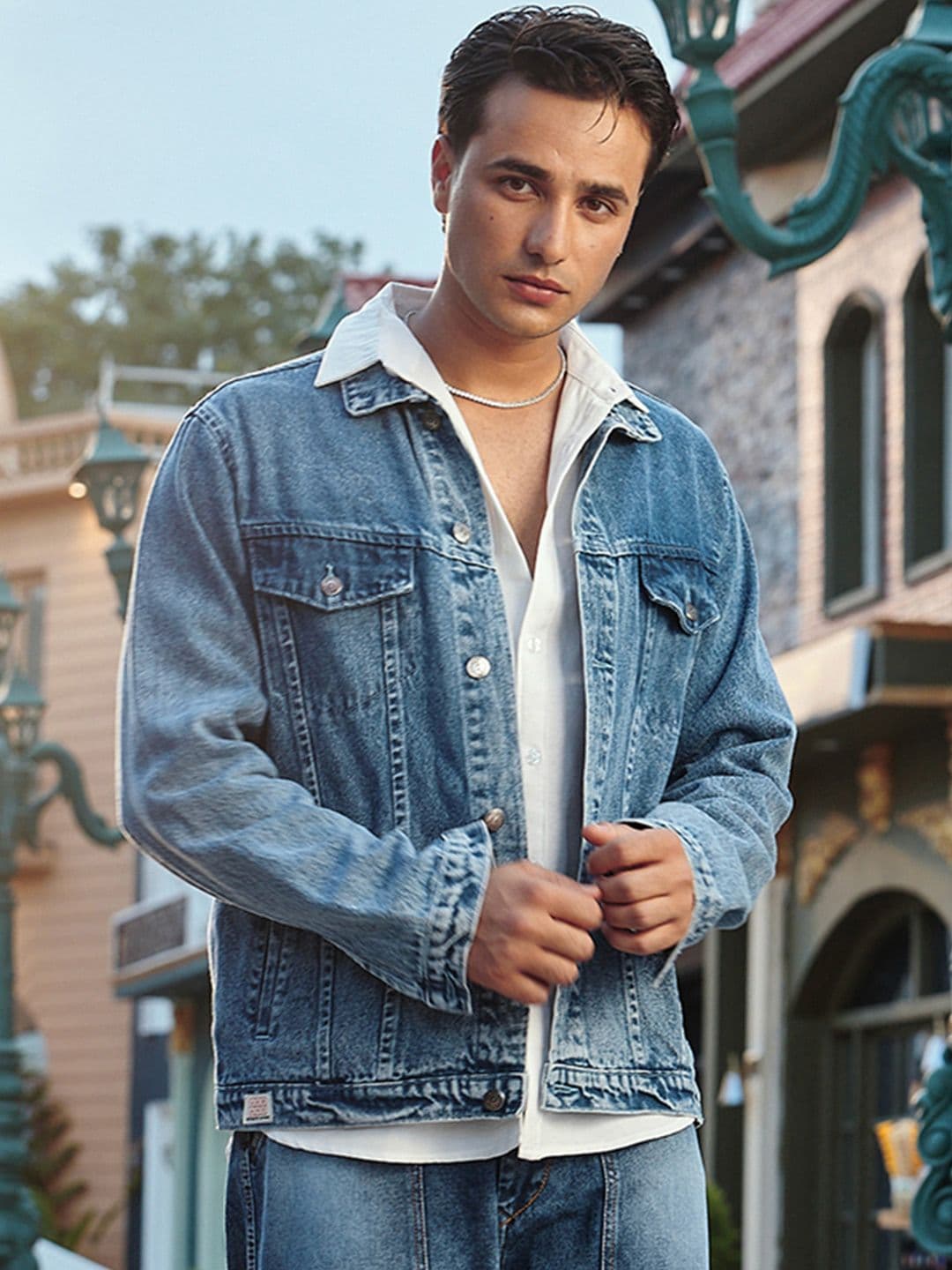 Urbano Fashion Men's Light Blue Regular Fit Washed Full Sleeve Denim Jacket - view 1