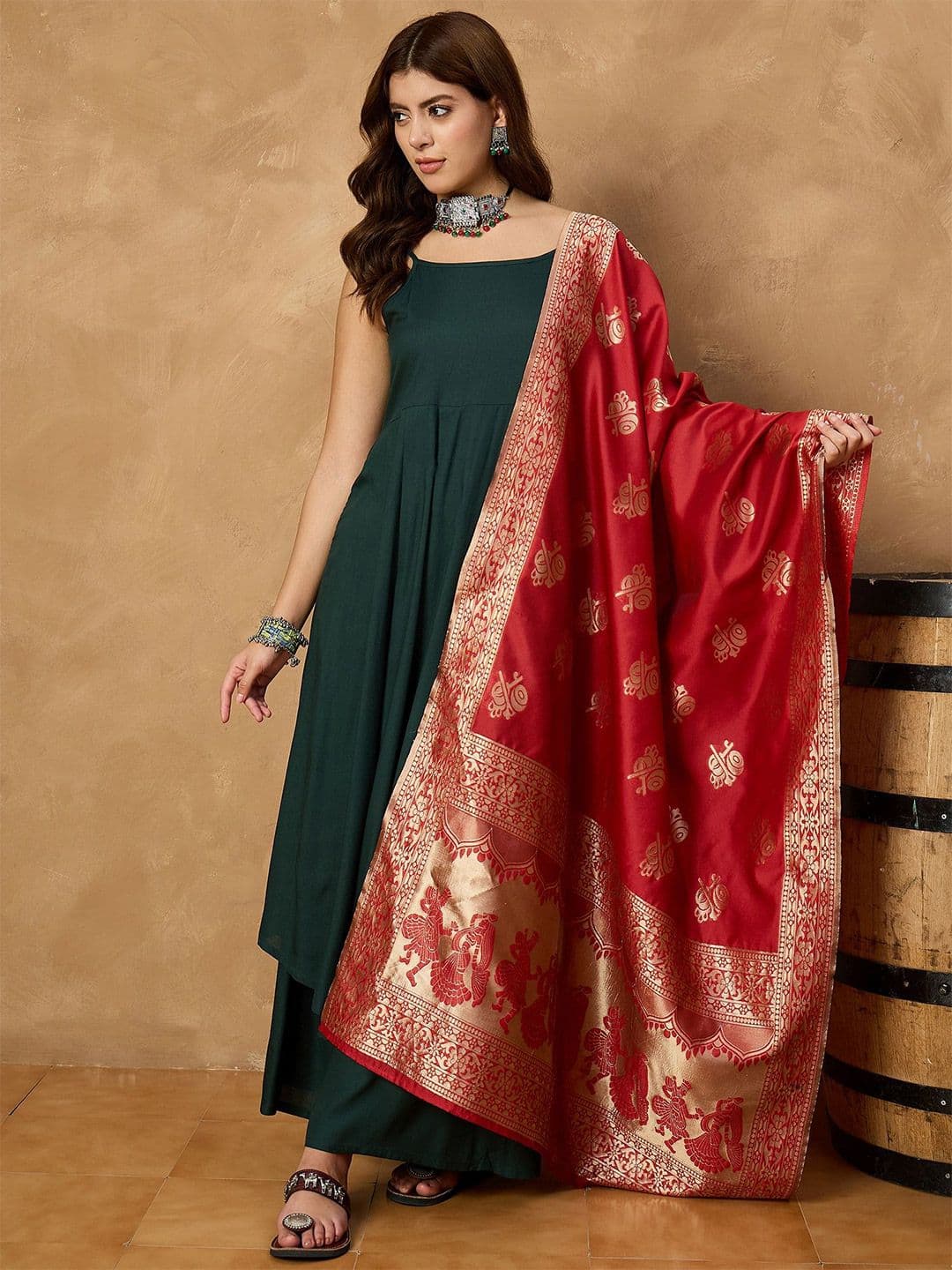 InWeave Floral Woven Design Dupatta - view 1