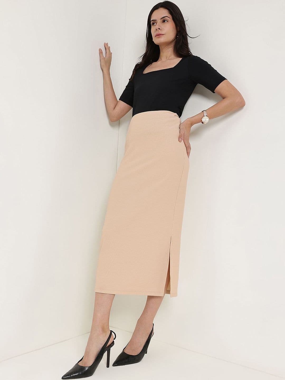 FABLE STREET Ribbed Pencil Midi Skirt - view 1
