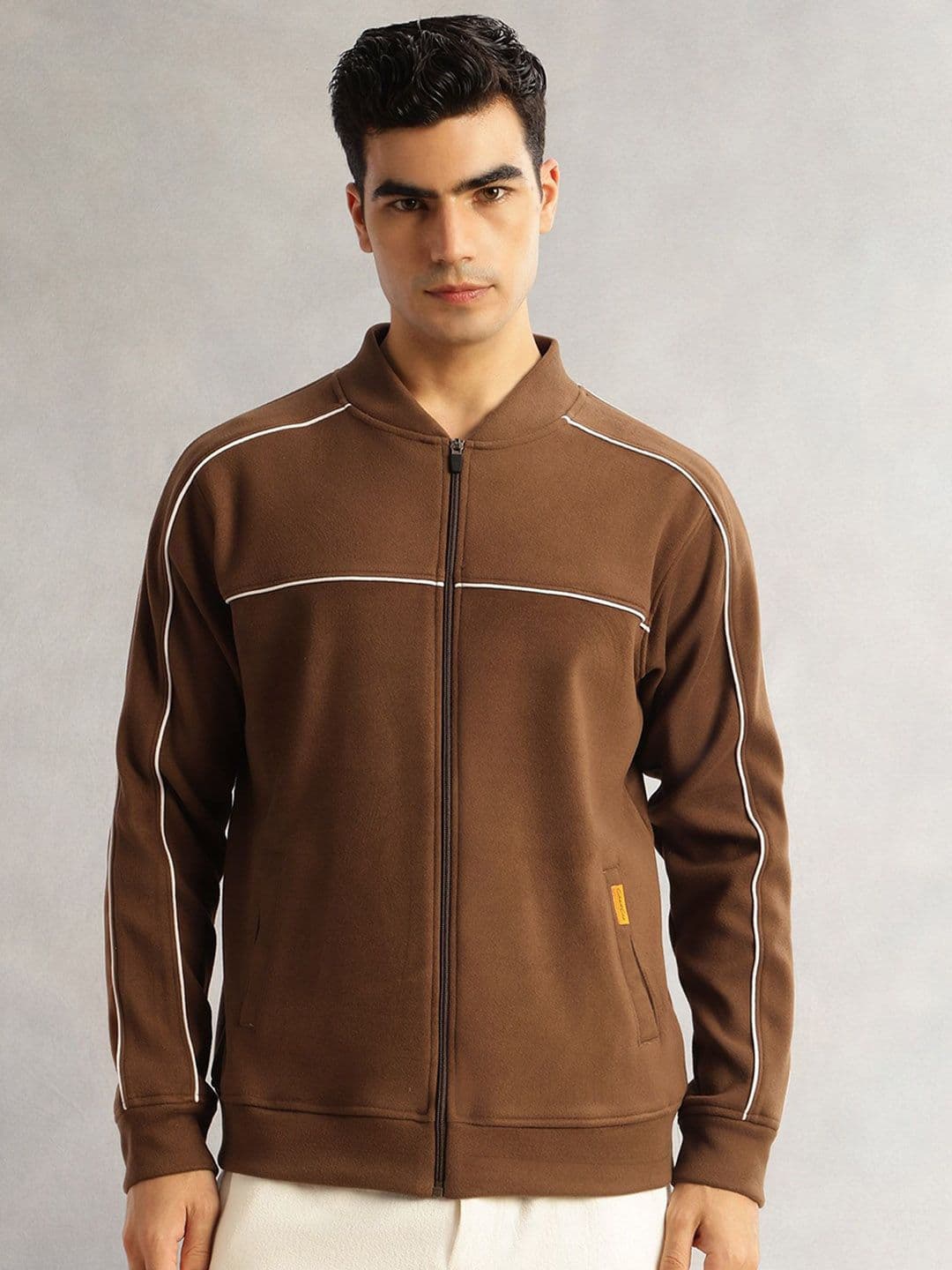 Thomas Scott Men Mandarin Collar Solid Bomber Jacket - view 1