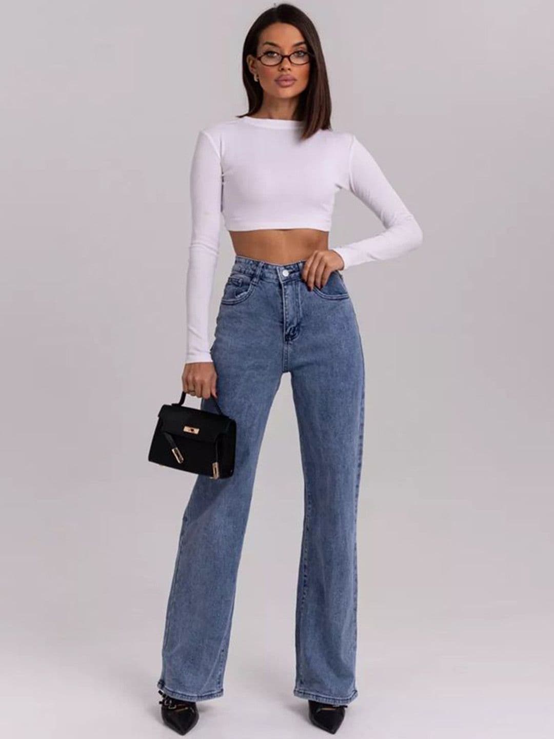 Aadvi Fashion Women Loose Wide Leg High-Rise Light Fade Stretchable Jeans - view 1