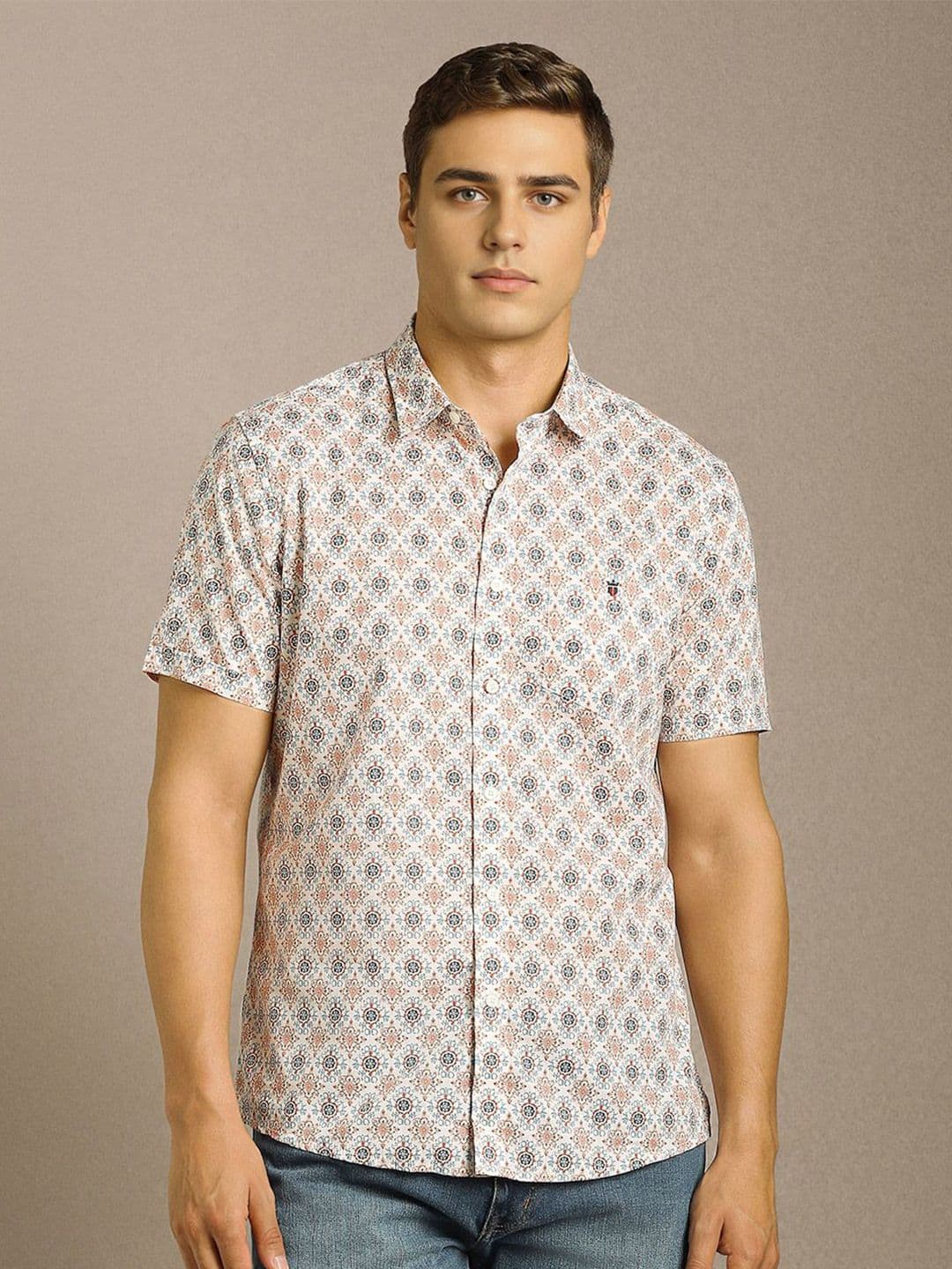 Louis Philippe Jeans Men Slim Fit Ethnic Motifs Printed Spread Collar Cotton Casual Shirt - view 1