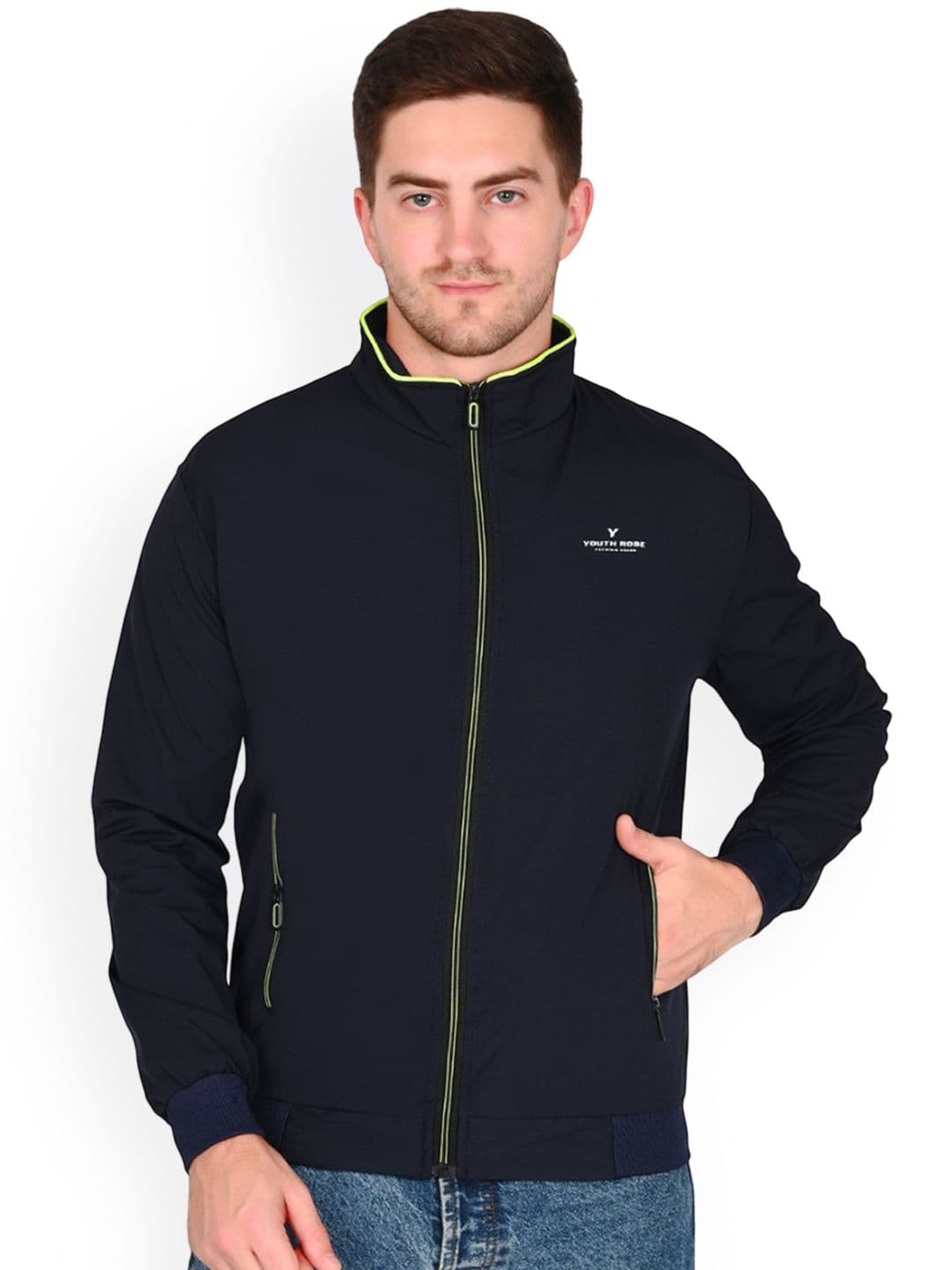 YOUTH ROBE Men Mock Collar Solid Lightweight Sporty Jacket - view 1