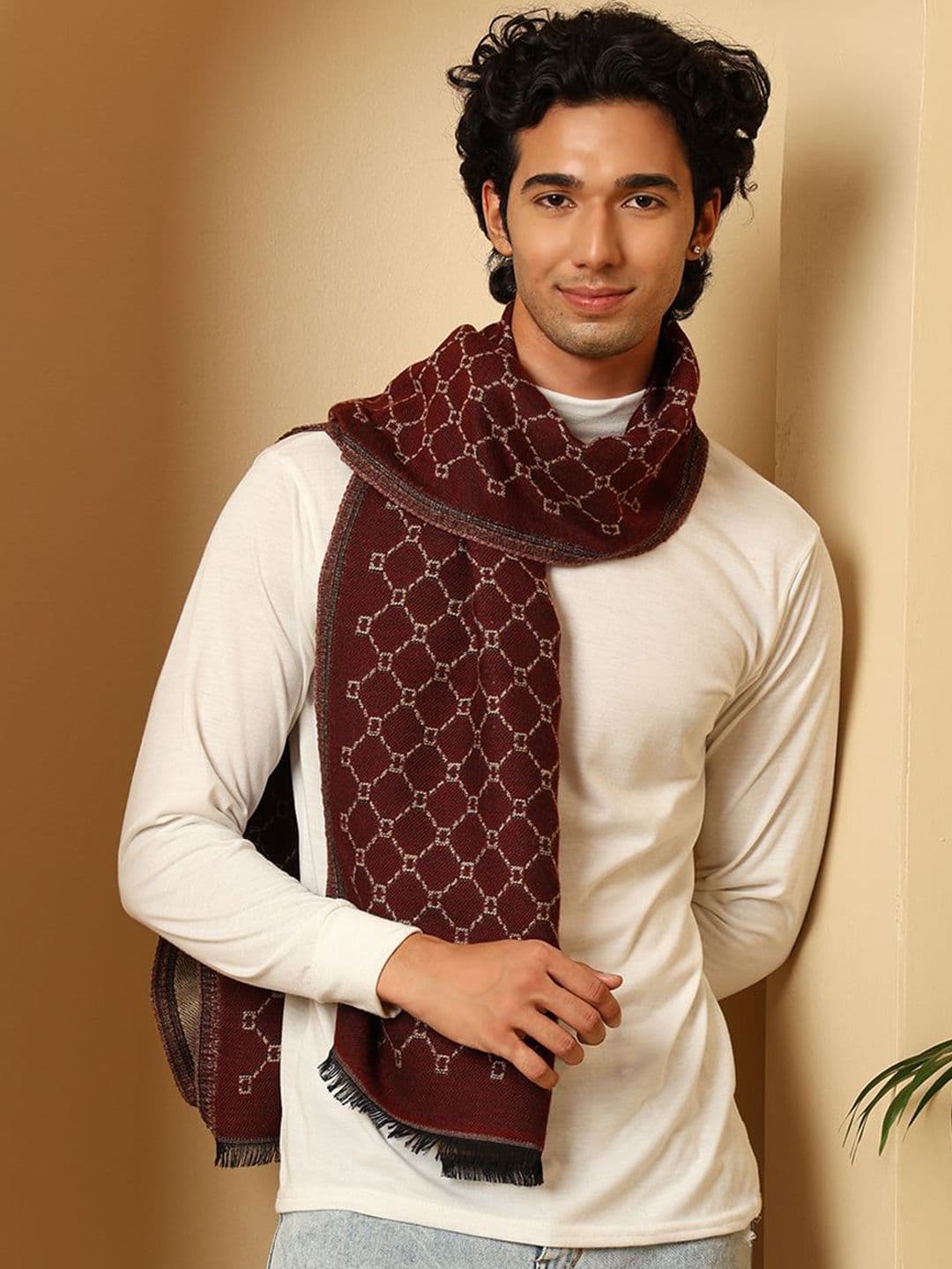 Tweedle Men Geometric Pattern Woolen Muffler - view 1