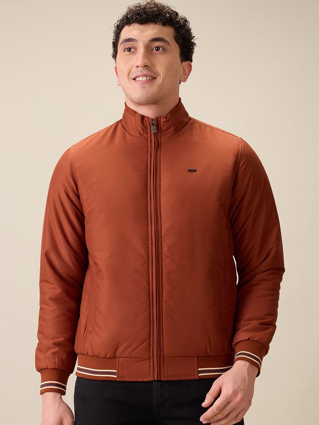 Parx Men Mock Collar Solid Bomber Jacket - view 1