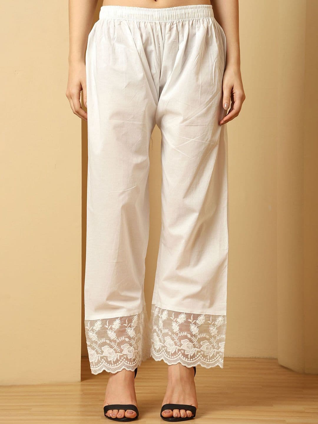 URBAN KANYA Women Elasticated Cotton Straight Palazzos - view 1
