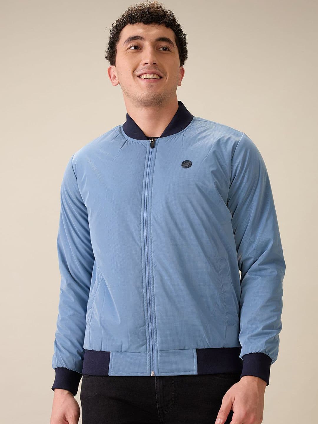 Parx Men Stand Collar Solid Bomber Jacket - view 1