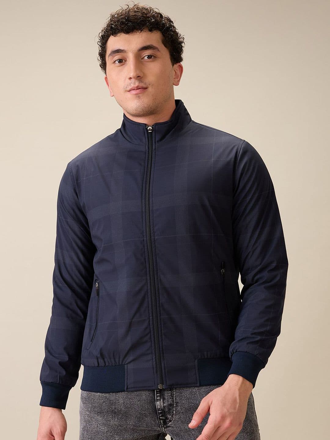 Parx Men Mock Collar Solid Bomber Jacket - view 1