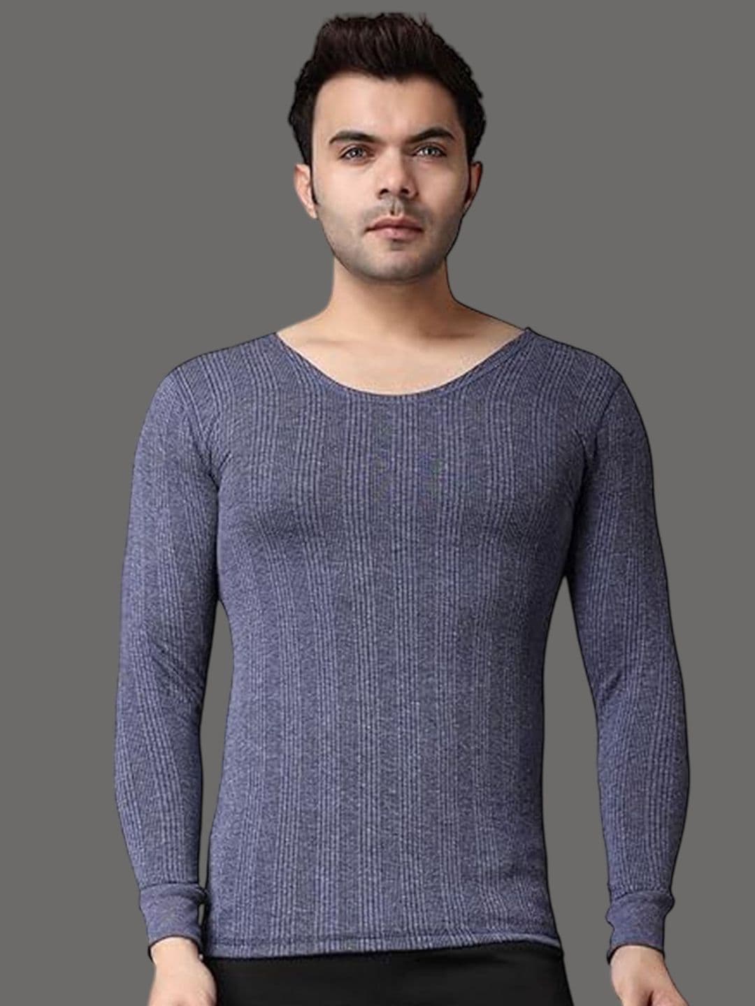 FF Men Ribbed Round Neck Long Sleeves Thermal Tops - view 1