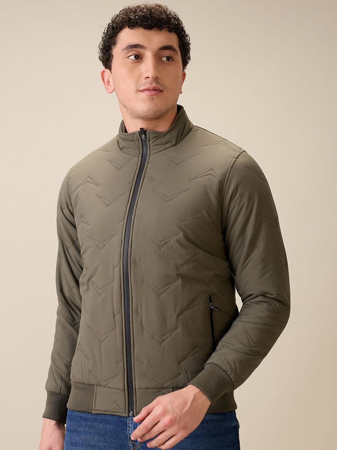 Parx Men Mock Collar Solid Bomber Jacket - view 1