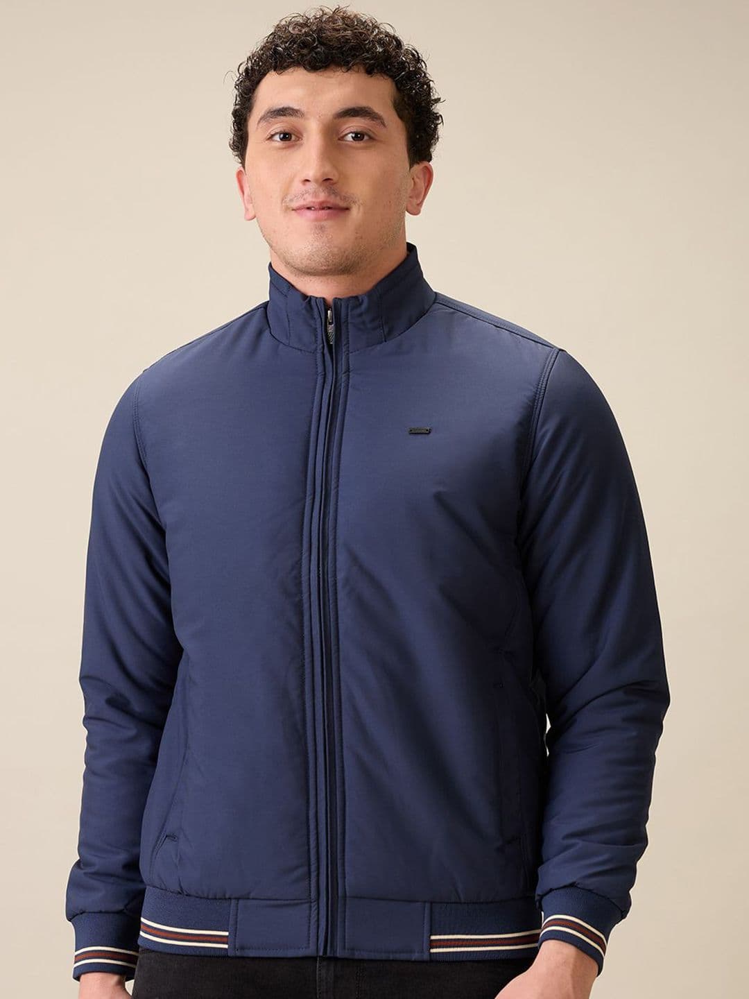 Parx Men Mock Collar Solid Bomber Jacket - view 1